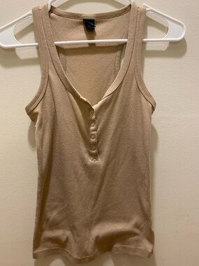 wild fable Ribbed Henley Tank Top - Tan